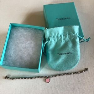 Tiffany and Co. Small pink enamel heart bracelet